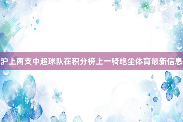 沪上两支中超球队在积分榜上一骑绝尘体育最新信息