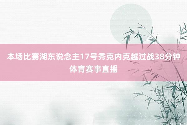 本场比赛湖东说念主17号秀克内克越过战38分钟体育赛事直播