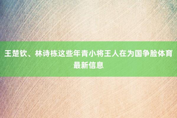 王楚钦、林诗栋这些年青小将王人在为国争脸体育最新信息