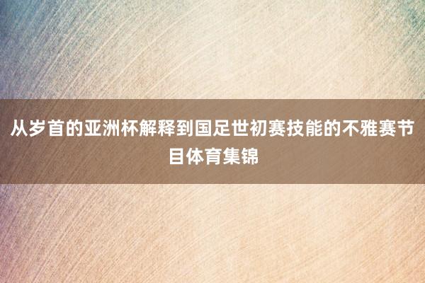 从岁首的亚洲杯解释到国足世初赛技能的不雅赛节目体育集锦