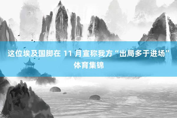 这位埃及国脚在 11 月宣称我方“出局多于进场”体育集锦