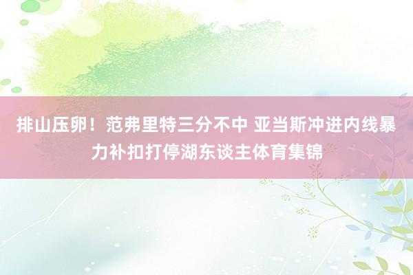 排山压卵！范弗里特三分不中 亚当斯冲进内线暴力补扣打停湖东谈主体育集锦