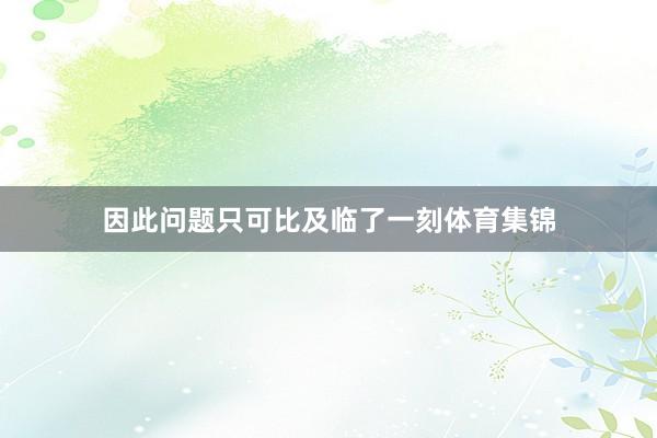 因此问题只可比及临了一刻体育集锦